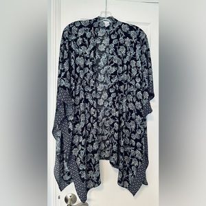 J. Jill dark blue print ruana, one size, like new, barely worn.
